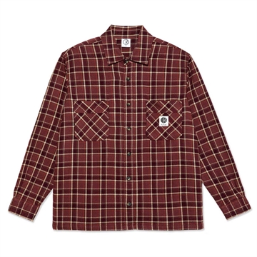Polar Skate Co Mike LS Shirt Flannel Oxblood Check
